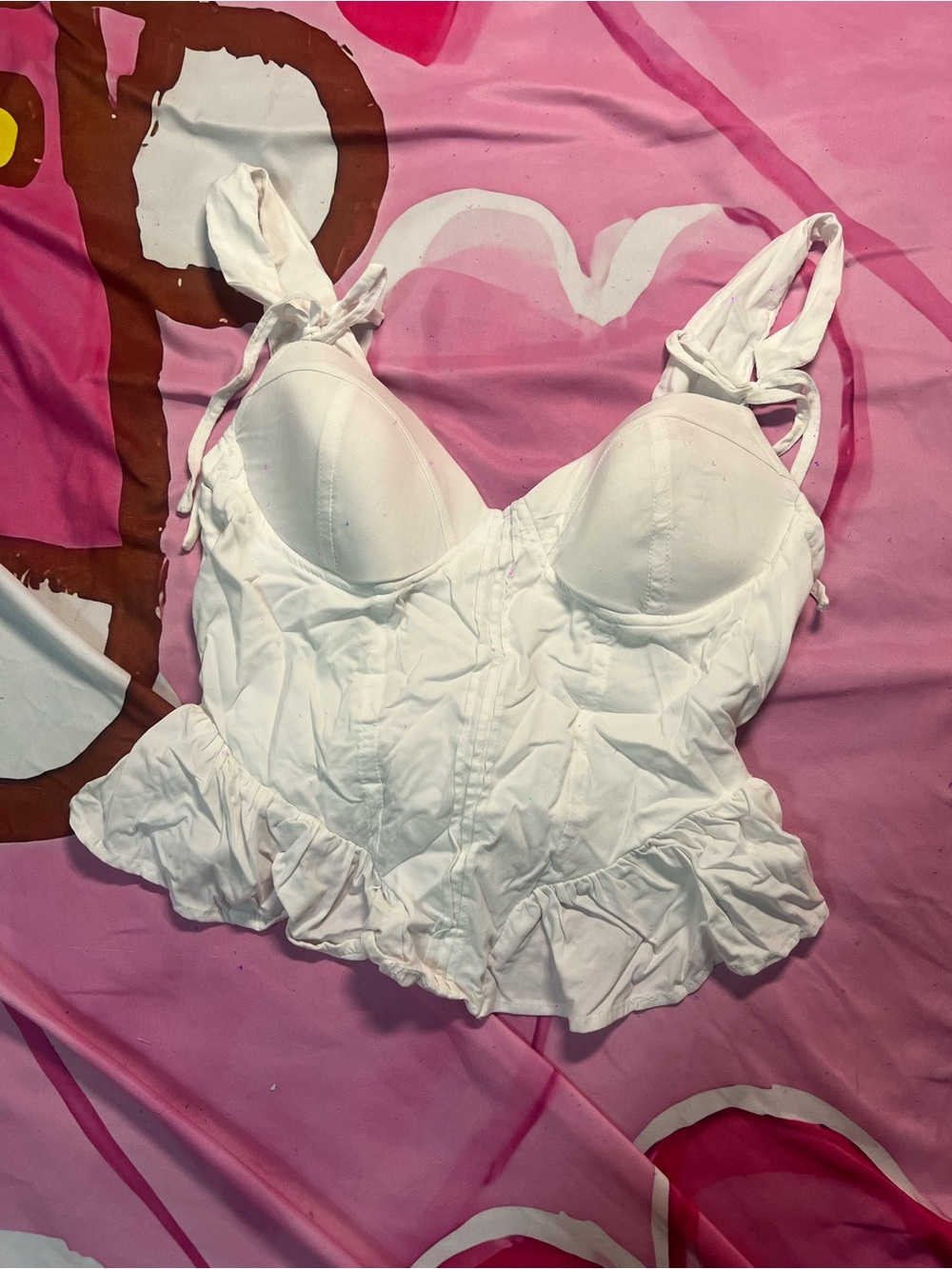 White Ruffled Bustier Tank Top - Women
